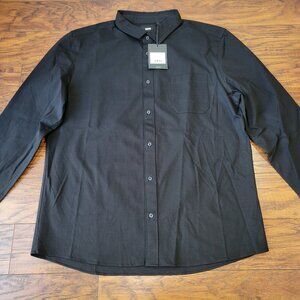 AWAY Travel The Anywhere Shirt Coolmax Solid Black Collared Button-Up sz XL NWT